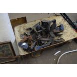WHEELBARROW CONTAINING VARIOUS SHOE LASTS AND PICKAXE HEADS