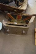 MIXED LOT : COMPRISING A GEORGE VI METAL WALL PLAQUE, AND TWO FIRE TRIVETS