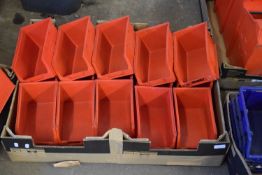 BOX OF RED PLASTIC WORKSHOP TRAYS