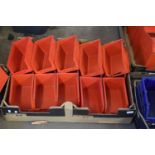 BOX OF RED PLASTIC WORKSHOP TRAYS