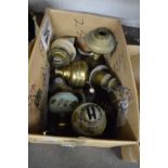 BOX OF VARIOUS ASSORTED OIL LAMP PARTS