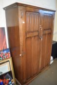 OAK DOUBLE DOOR WARDROBE WITH LINENFOLD DETAIL