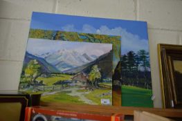 TONY WARREN, STUDY OF A GOLF COURSE, OIL ON CANVAS PLUS TWO FURTHER OILS, ALL UNFRAMED