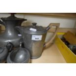 PEWTER WARE HOMELAND TEA SET COMPRISING TEA POT, COFFEE POT, MILK JUG, SUGAR BOWL ETC, SOME ALSO