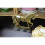 BRASS AND CAST IRON DOOR STOP FORMED AS A HORSE