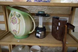 MIXED LOT : CAMPING LIGHT, CASED BINOCULARS AND A WASH JUG