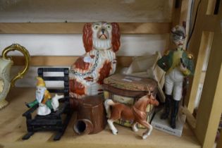 STAFFORDSHIRE DOG AND OTHER ITEMS