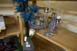 MIXED LOT : MODERN GLASS VASE, VARIOUS CANDLE HOLDERS, CERAMICS ETC