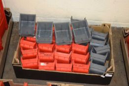 BOX CONTAINING RED AND GREY PLASTIC WORKSHOP TRAYS