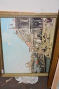 COLOURED PRINT OF A CATHEDRAL PLUS A CANALETTO PRINT (2)