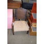 EARLY 20TH CENTURY SMALL WOODEN FRAMED ARMCHAIR