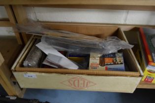 BOX CONTAINING QUANTITY OF NEEDLEWORK AND SEWING ACCESSORIES