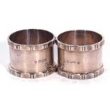 Pair of George V napkin rings in industrial style, Sheffield 1911, by Martin Hall & Co (2)