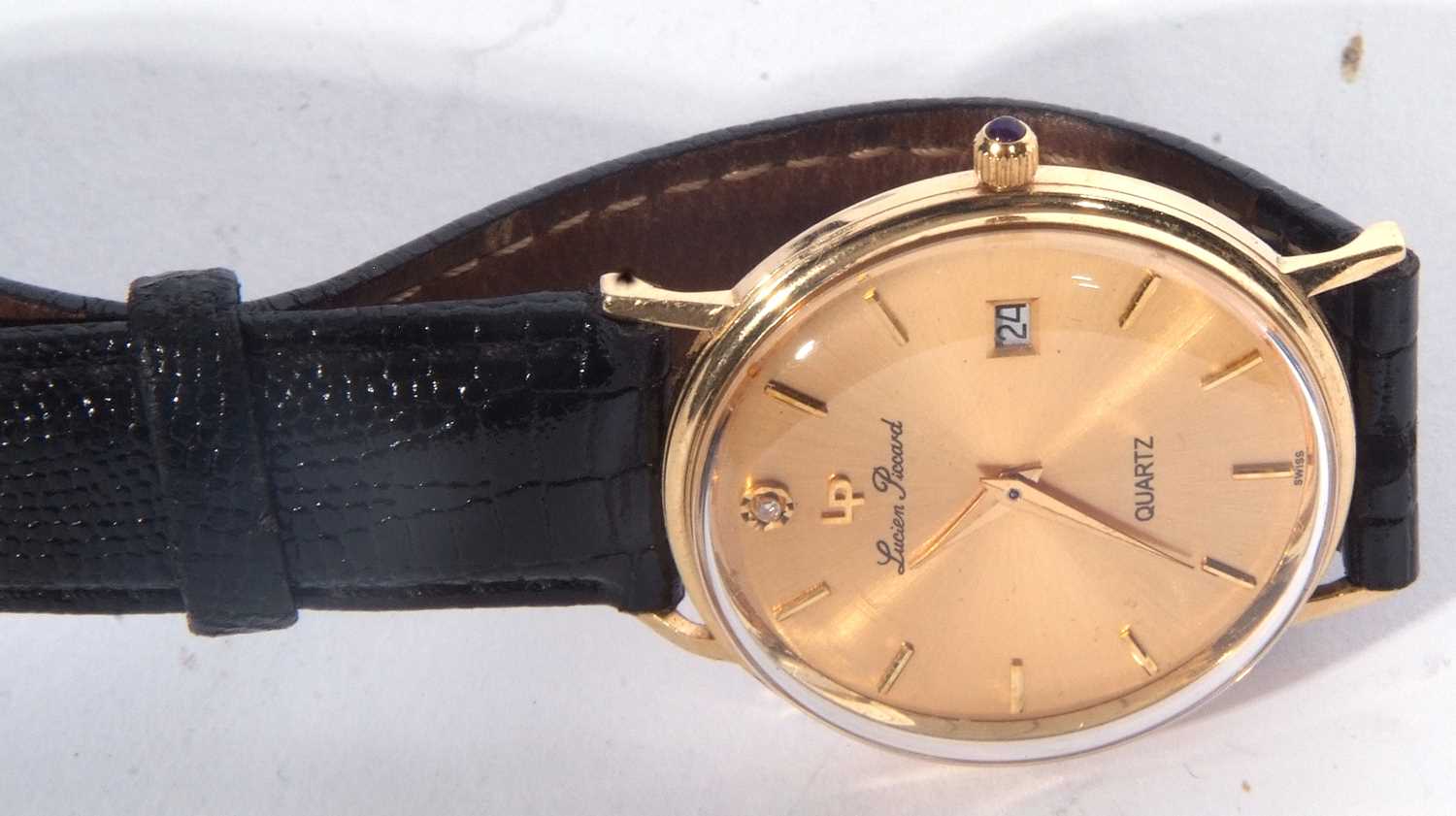 Lucien Picard 14ct gold gents wrist watch, the watch marked on back of case for 14ct gold, gold - Image 4 of 4