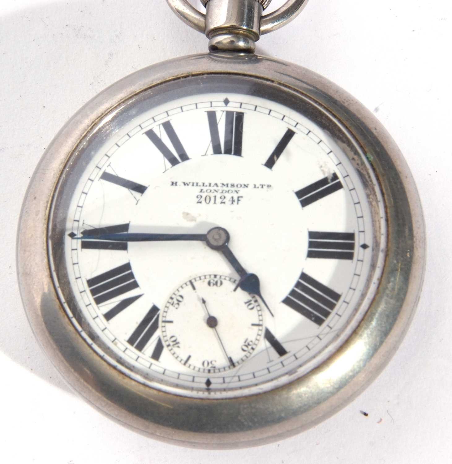 First quarter of the 20th century nickel cased pocket watch with button wind, having blued steel - Image 3 of 3