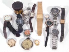 Mixed Lot of wrist watches including an Ingersoll pocket watch, an Igos, a Seiko, two Timex and a