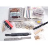 Large lot of various watch parts and accessories including straps, acrylic glasses, buckles and