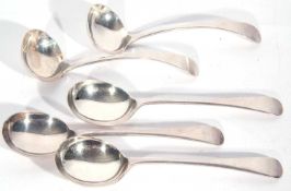 Mixed Lot: pair of Old English pattern sauce ladles with oval bowls, Sheffield 1924, together with