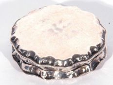 20th century Dutch silver shaped circular lidded box with crimped edges, plain interior, 6cm wide,