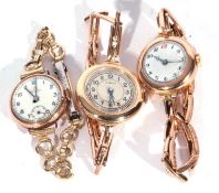 Selection of three 9ct gold ladies wrist watches from the first quarter to mid-20th century, the