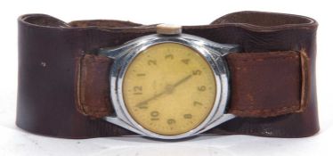 Vintage military style Kelton wrist watch on a leather strap with a manually crown wound