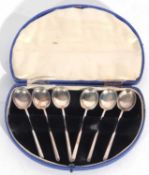 Cased set of six George V silver teaspoons, Sheffield 1931, maker's mark J Dixon & Sons Ltd