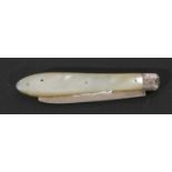 Victorian mother of pearl mounted and silver bladed folding fruit knife, Sheffield 1870, makers