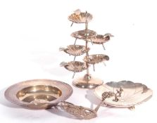 Mixed lot: silver Armada dish, London 1972, maker's mark rubbed, 12cm diam; a hallmarked silver lily