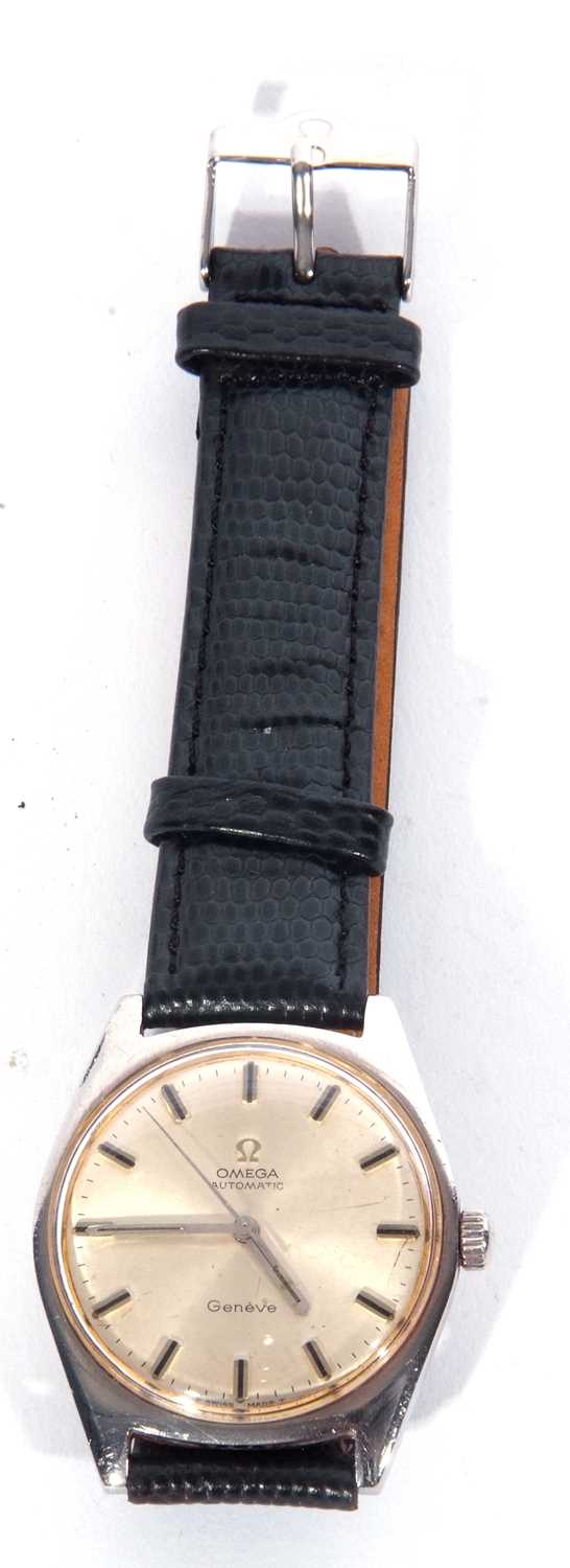 Gents Omega Geneve automatic wrist watch dated 1968, calibre 552 automatic movement, white metal