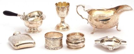 Mixed Lot: Edward VII silver sauce boat, Chester 1905, maker's marks for Stokes & Ireland Ltd; a