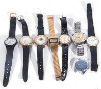 Mixed Lot of eight various watches including a Junghans with a white dial, Roman numerals and a