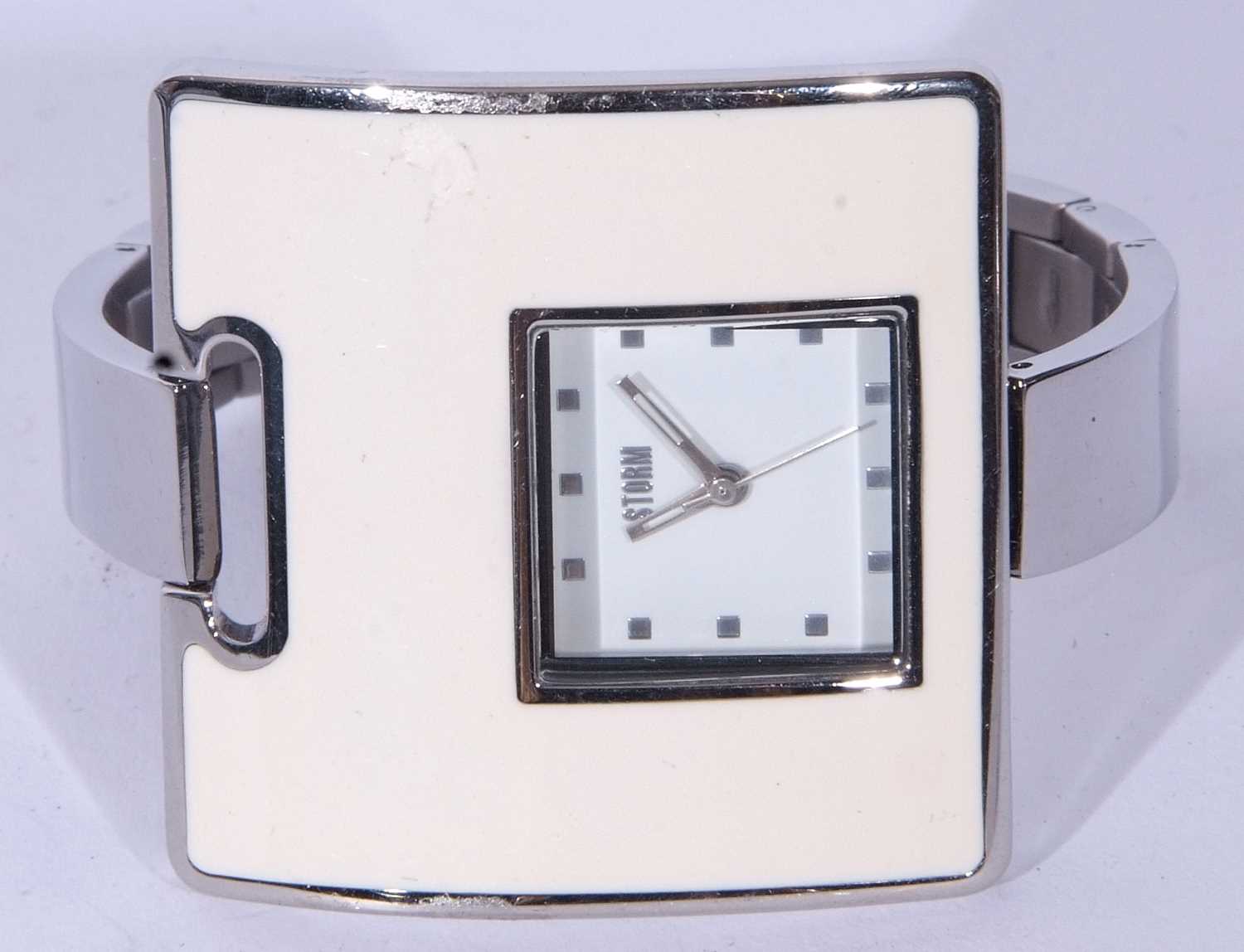 Ladies first quarter of 21st century Storm Athena wrist watch with white enamel and chromium case - Image 3 of 3