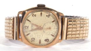 Gents mid-20th century 9ct gold Rotary Supersport wrist watch, 375 hallmark stamped on side of case,