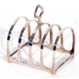George V small toast rack of five hoop rectangular design, Birmingham 1926 by Adie Bros Ltd, 8cm