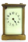 Carriage clock with four glass sides, white dial and a key wound movement (a/f)