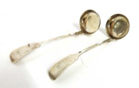 Two William IV Scottish silver Fiddle pattern sauce ladles, Edinburgh 1835, maker Robert Gray,