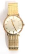 Gents last quarter of 20th century Emperor gold plated wrist watch, silver coloured dial with date