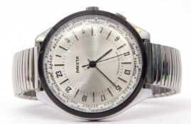 Gents RAKETA World Time wrist watch, the watch features an inner bezel with World cities on,