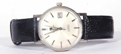 Gents Tissot Seastar wrist watch, silver coloured dial with white metal baton hour markers, case