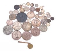 Mixed Lot of mainly English coinage including two George III crowns, one dated 1820, the other