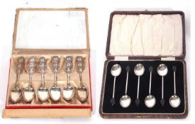 Mixed Lot: cased set of six silver tea spoons, Sheffield 1934, maker's mark Oliver & Bower Ltd,