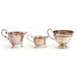 Mixed Lot: circular pedestal cup or sugar bowl with reeded body band and looped handle, Birmingham
