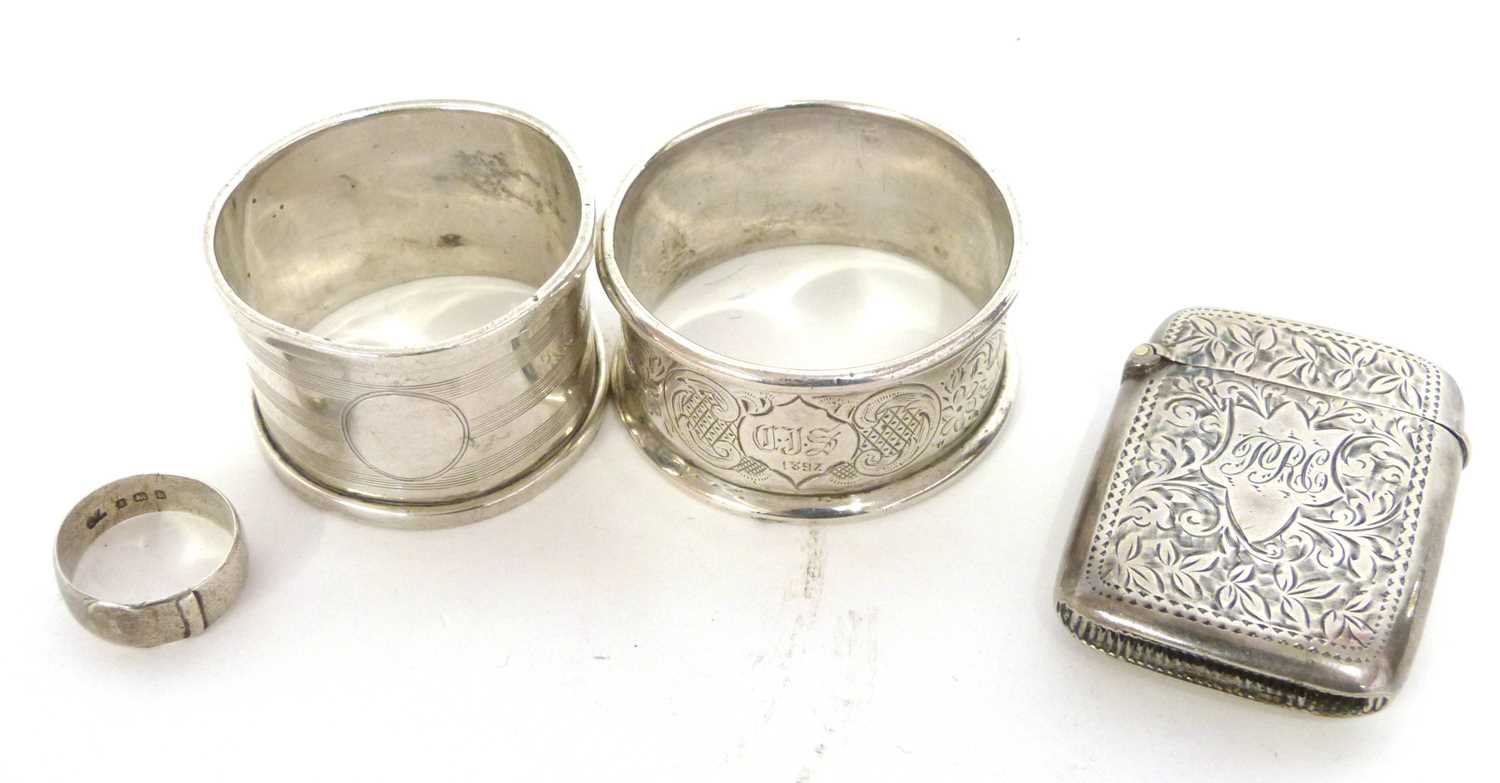 Two serviette rings, a vesta etc - Image 2 of 2