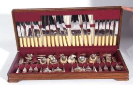 Oak cased silver plated cutlery set, Twelve piece setting, stamped 'Craftsmen and Viners'