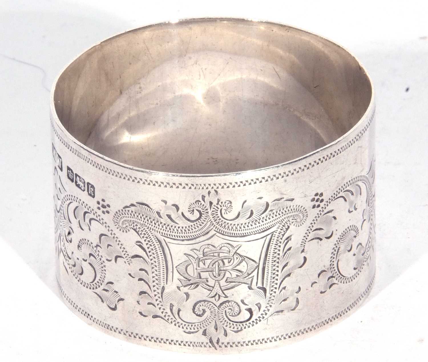Edward VII silver wide band serviette ring, Sheffield 1902, maker's mark Willis, a silver - Image 8 of 8