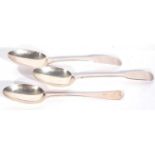 Mixed Lot: a George III Irish silver table spoon in Fiddle pattern, Dublin 1801, maker JS, a further