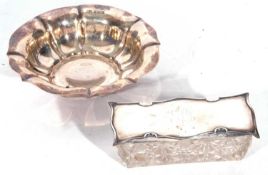 George V silver small shallow bowl of circular form with wavy rim and a fluted design, Sheffield