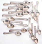 Mixed Lot of mainly early 20th century tea spoons with bright cut decoration, mixed dates and