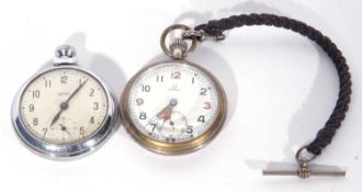 Two vintage pocket watches, one Smith's watch, with a white dial and Arabic numerals with a sub-