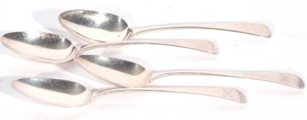 Pair of George III Old English pattern table spoons, London 1800, by William Eley & William Fearn,